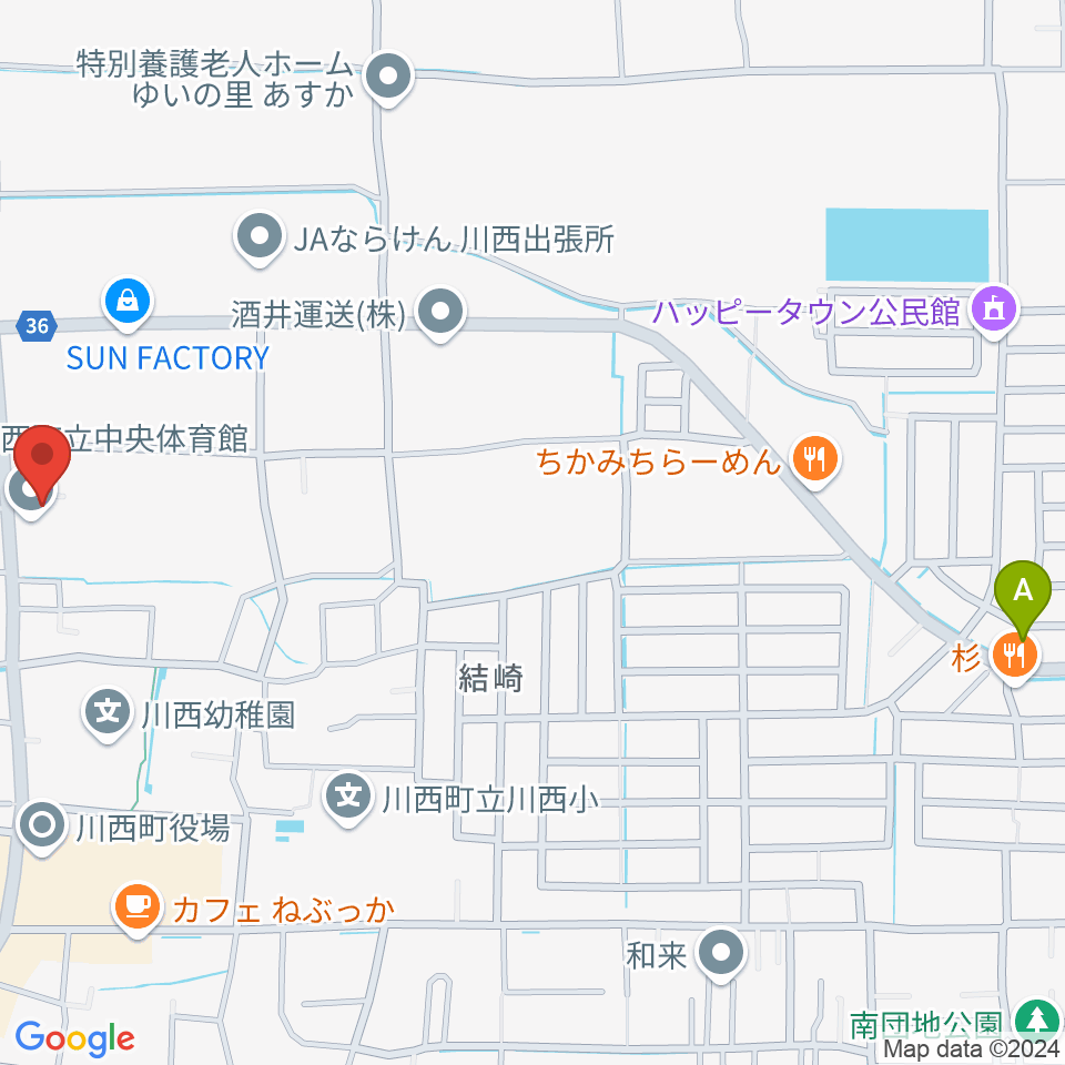 川西町中央体育館周辺のホテル一覧地図