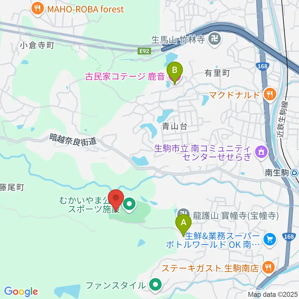 むかいやま公園体育館周辺のホテル一覧地図