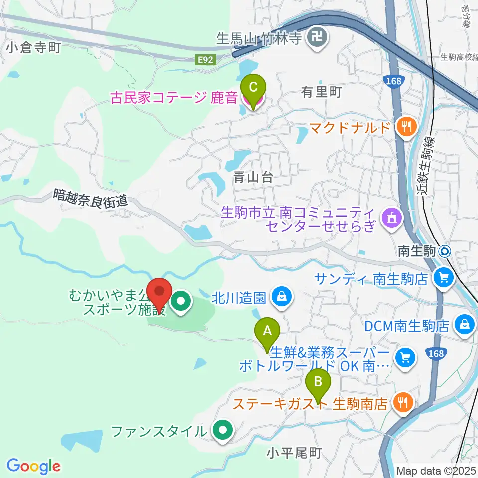 むかいやま公園体育館周辺のホテル一覧地図