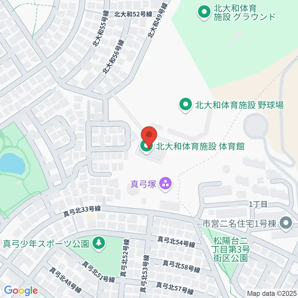 北大和体育施設体育館周辺のホテル一覧地図