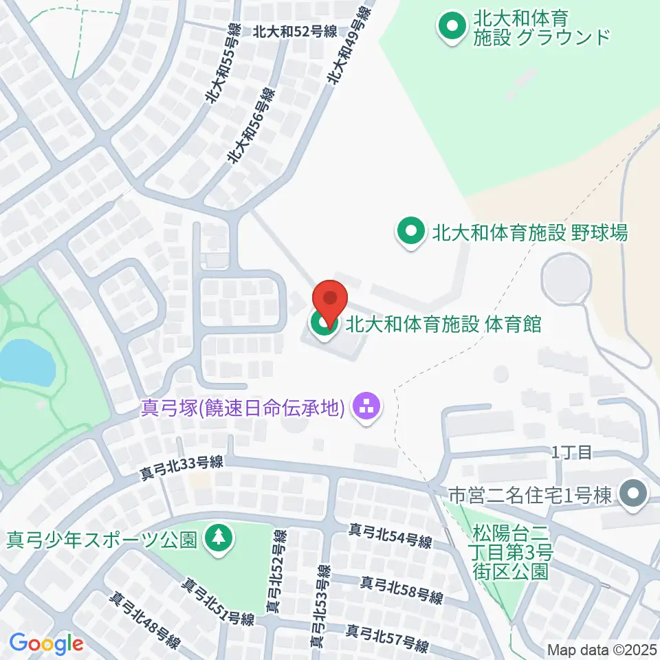 北大和体育施設体育館周辺のホテル一覧地図