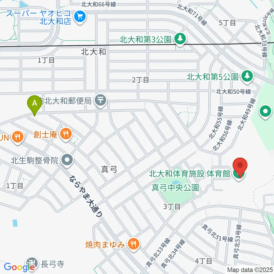 北大和体育施設体育館周辺のホテル一覧地図