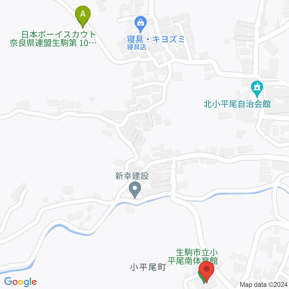 生駒市立小平尾南体育館周辺のホテル一覧地図