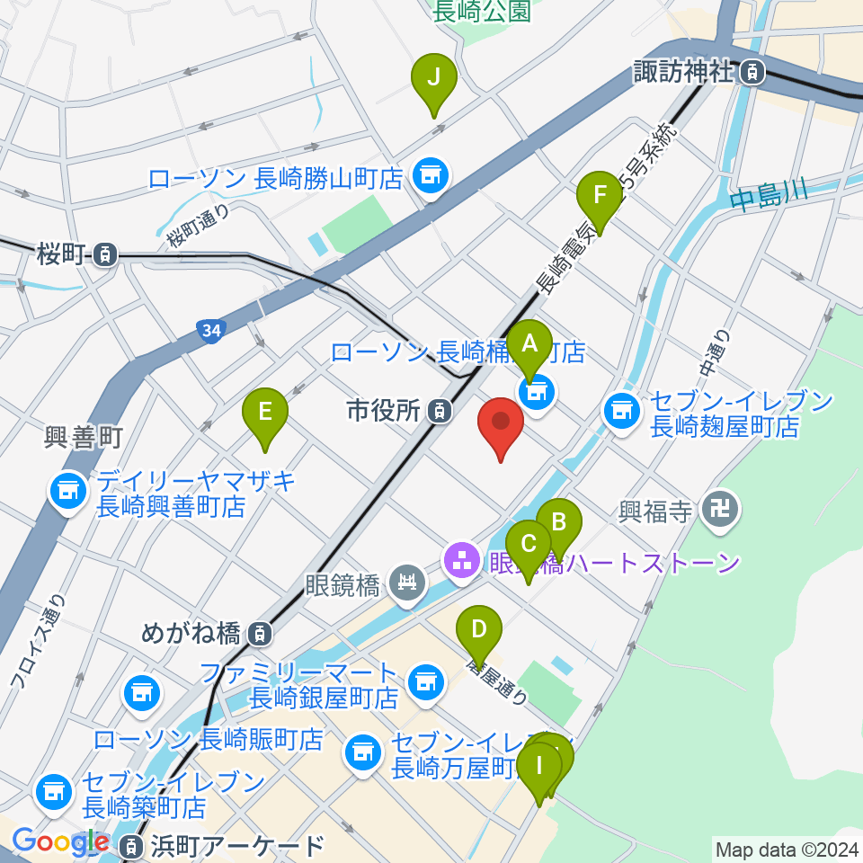 長崎市民体育館 周辺のホテル一覧地図