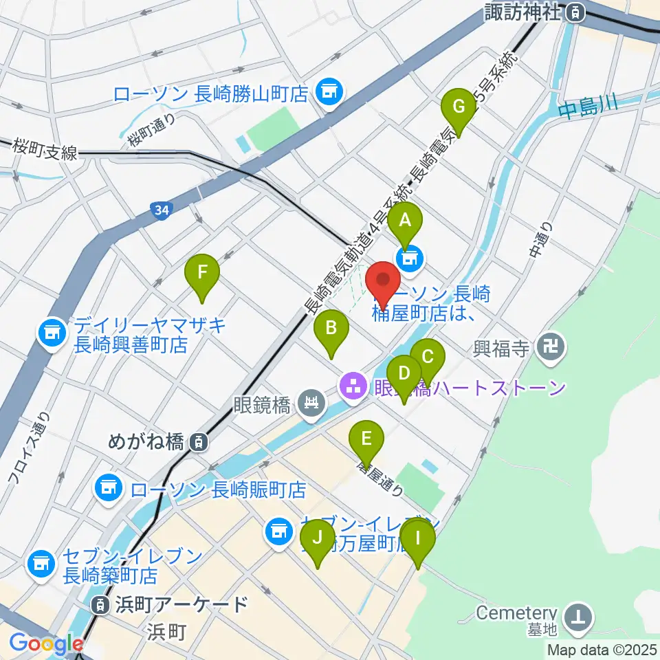 長崎市民体育館 周辺のホテル一覧地図