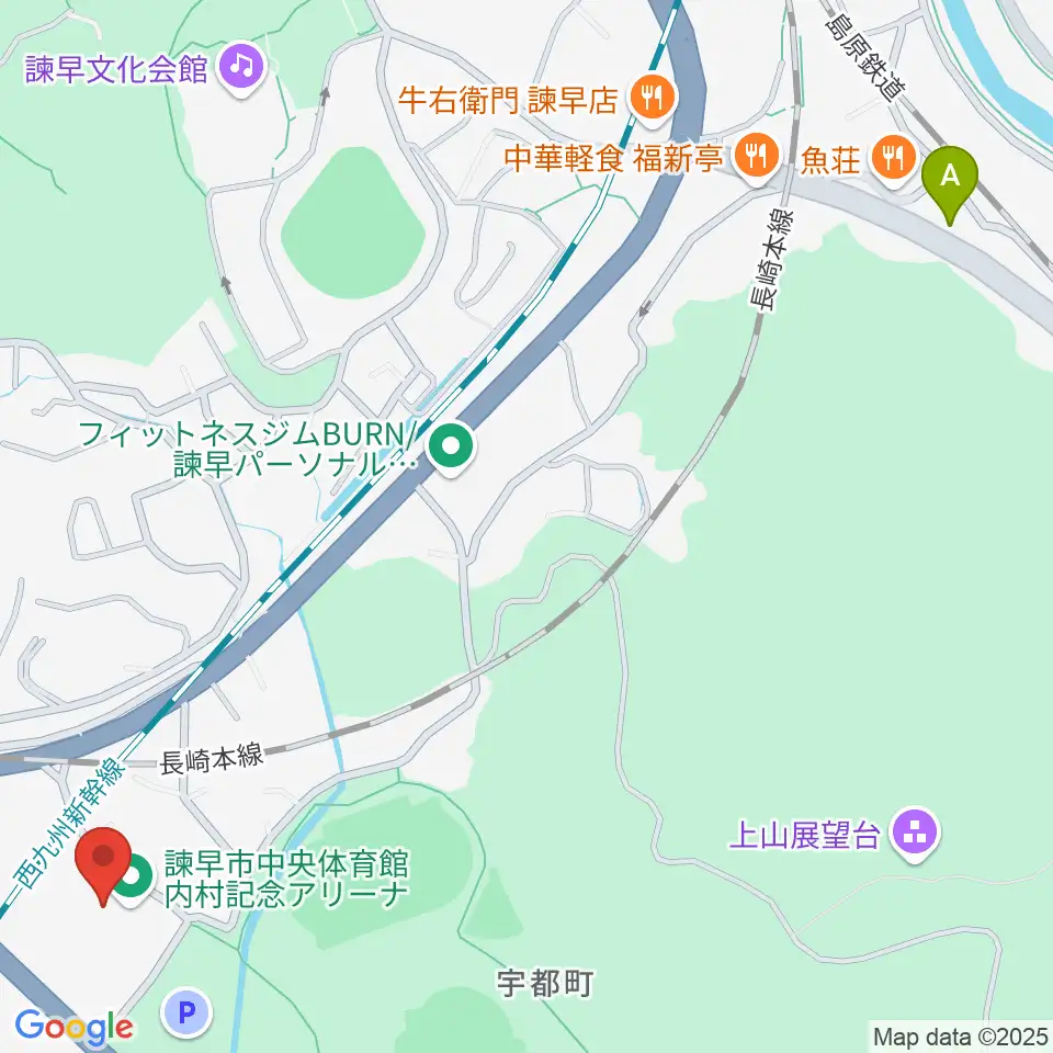 諫早市中央体育館・内村記念アリーナ周辺のホテル一覧地図