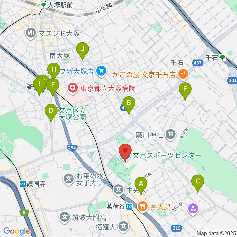 文京スポーツセンター周辺のホテル一覧地図