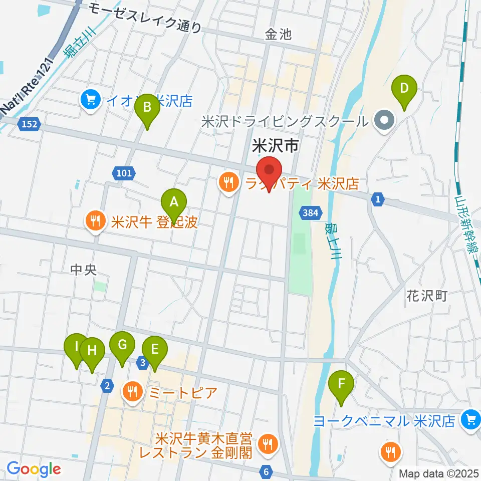 米沢市営体育館周辺のホテル一覧地図