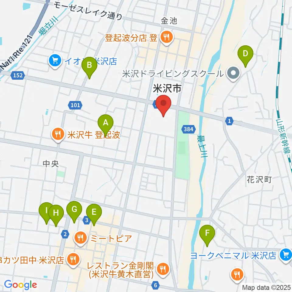 米沢市営体育館周辺のホテル一覧地図