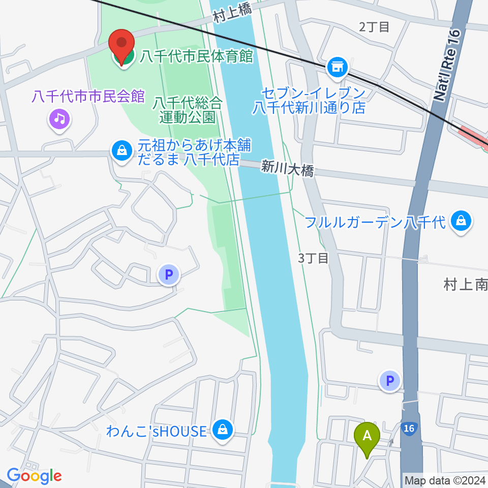 八千代市市民体育館周辺のホテル一覧地図