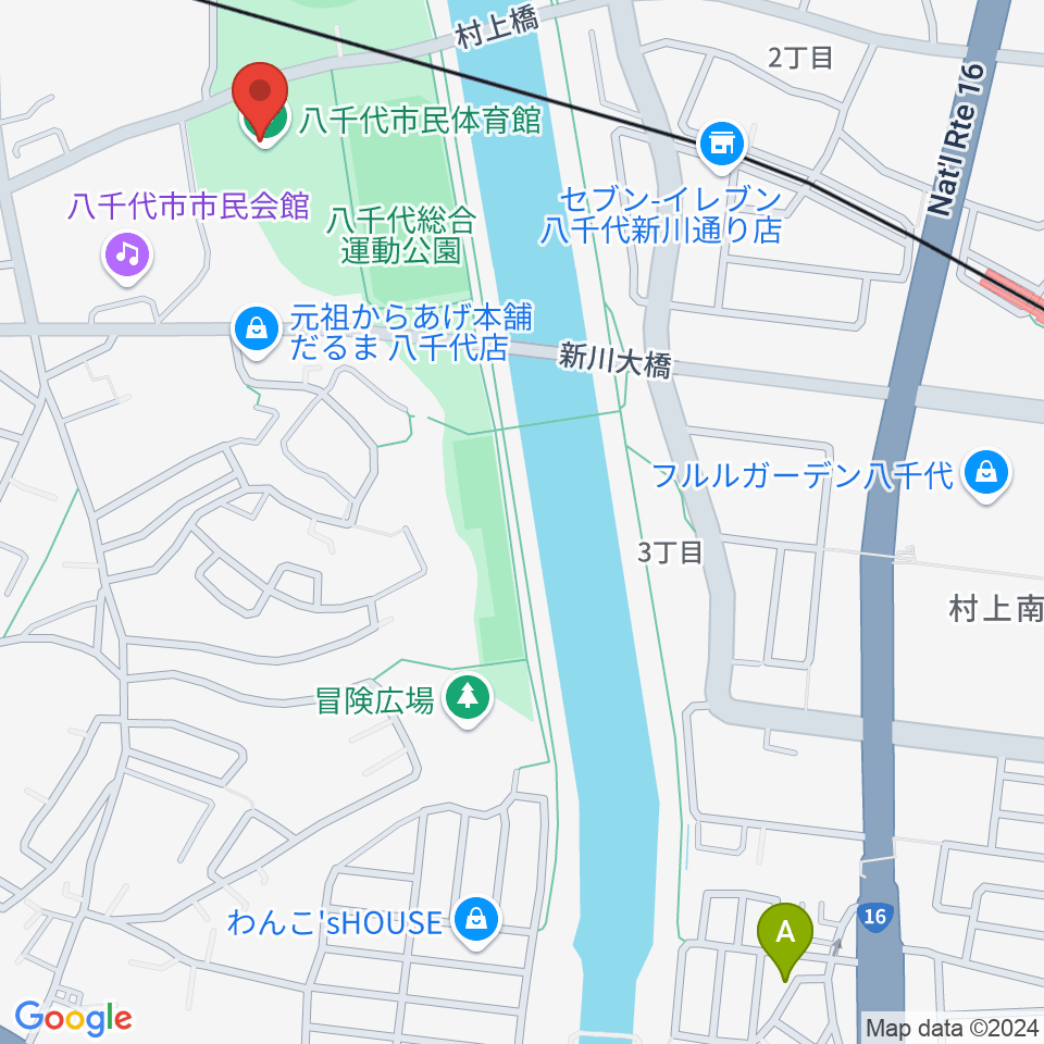 八千代市市民体育館周辺のホテル一覧地図