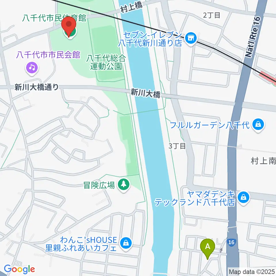 八千代市市民体育館周辺のホテル一覧地図