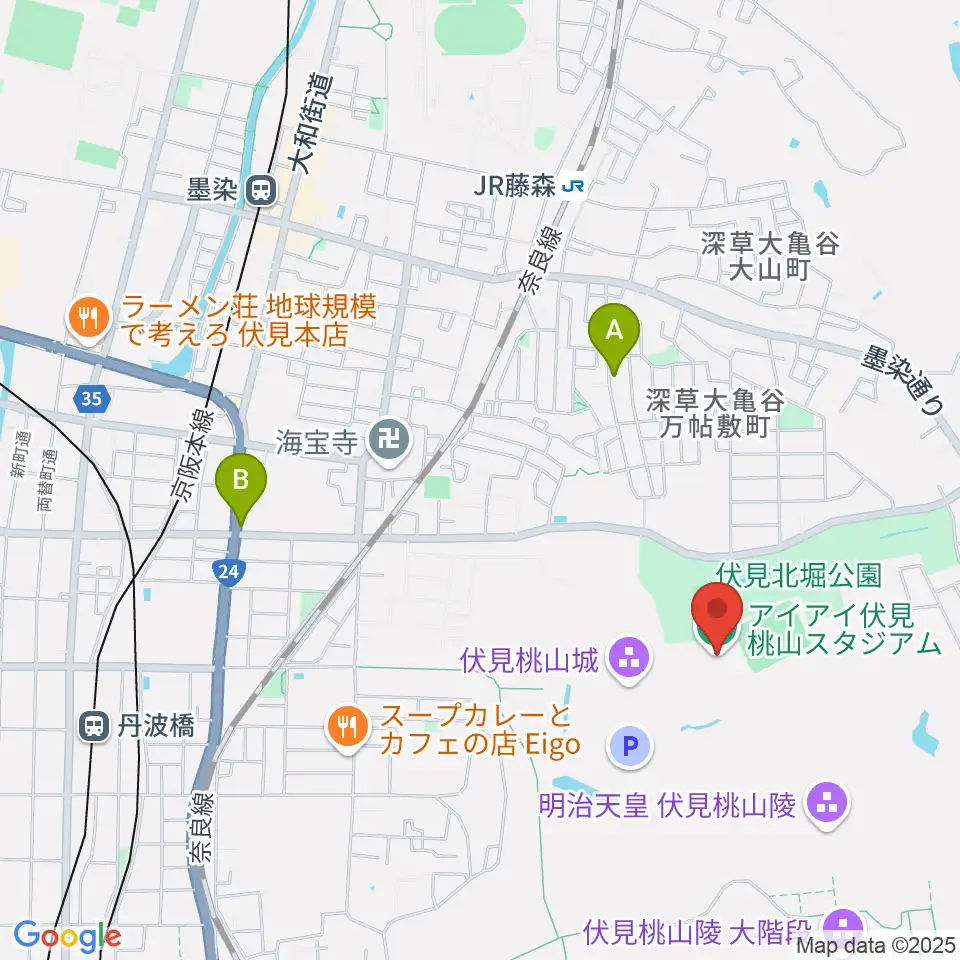 アイアイ伏見桃山スタジアム周辺のホテル一覧地図
