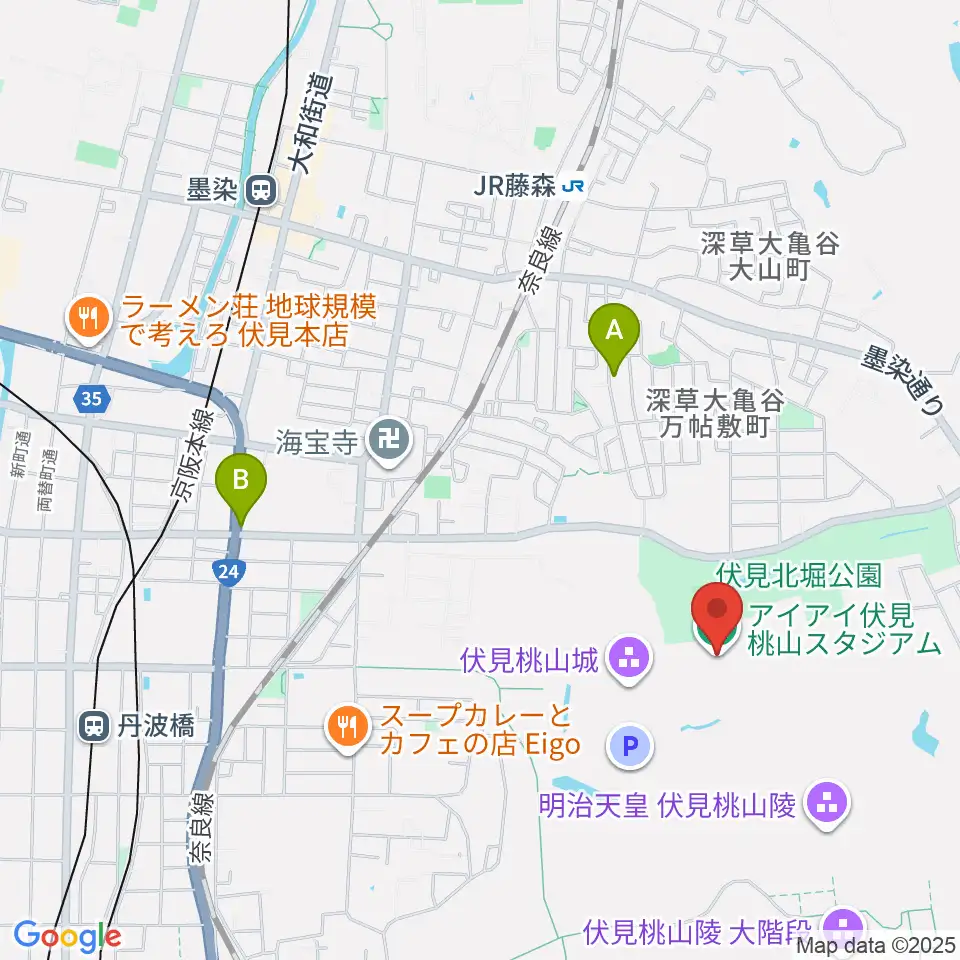アイアイ伏見桃山スタジアム周辺のホテル一覧地図