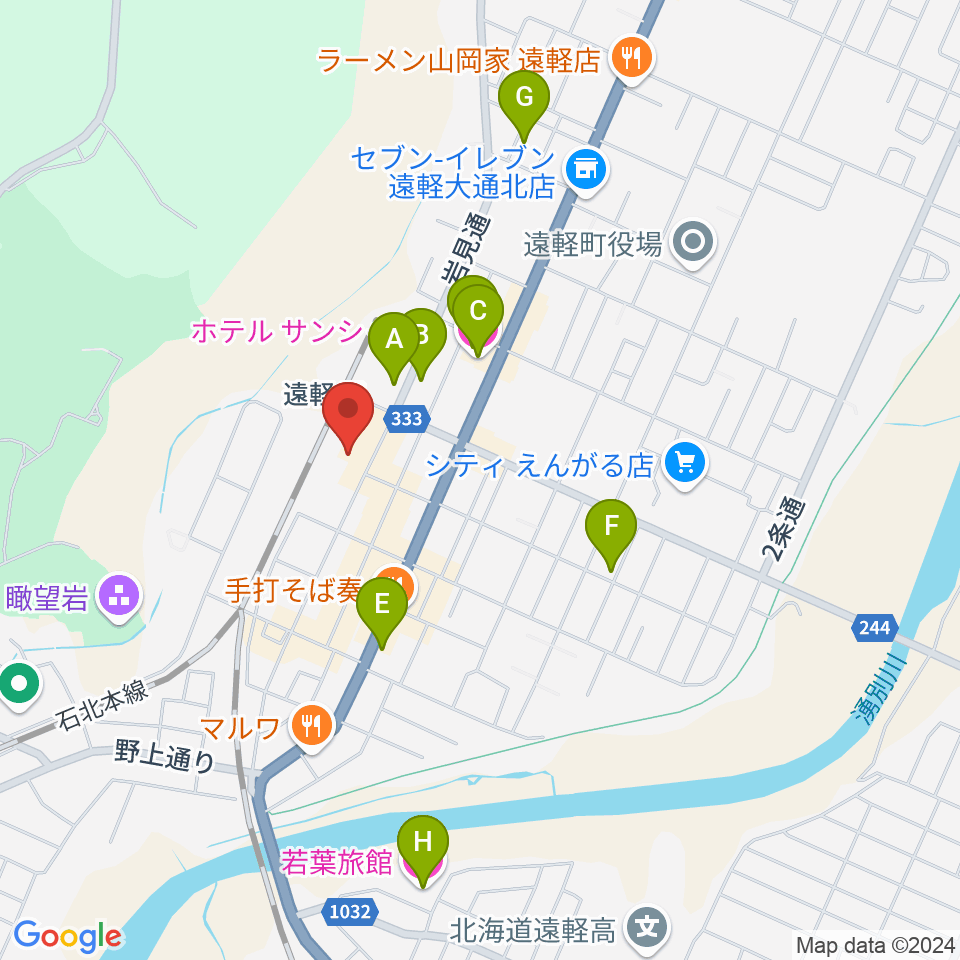 遠軽町芸術文化交流プラザ メトロプラザ周辺のホテル一覧地図