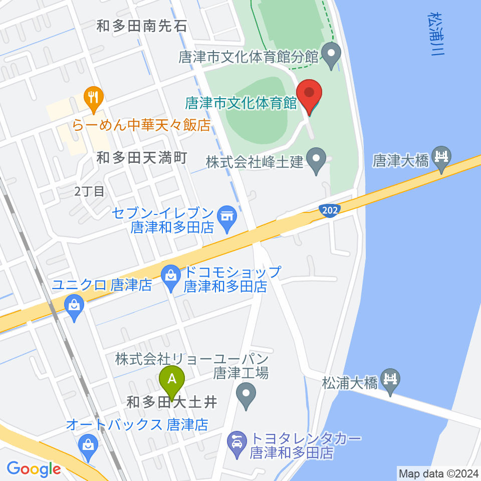 唐津市文化体育館周辺のホテル一覧地図