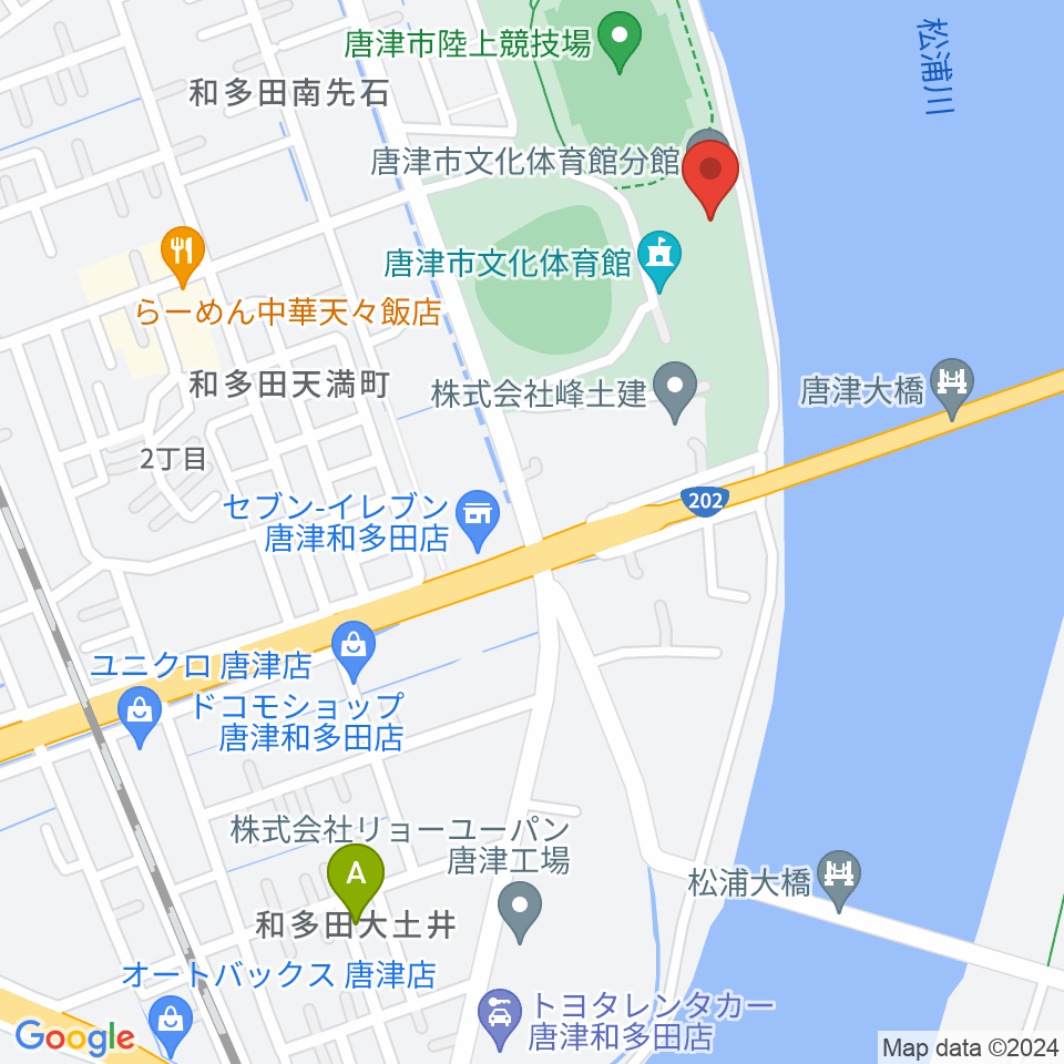 唐津市陸上競技場周辺のホテル一覧地図