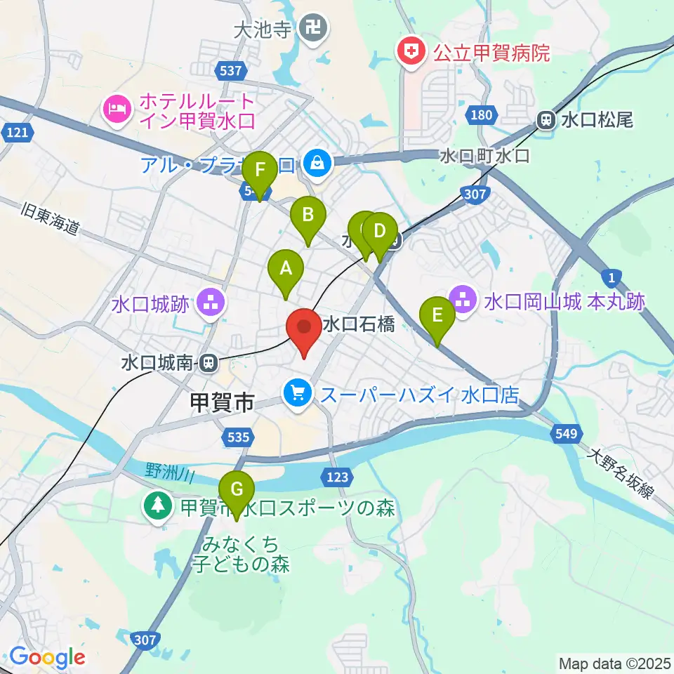 甲賀市水口体育館周辺のホテル一覧地図