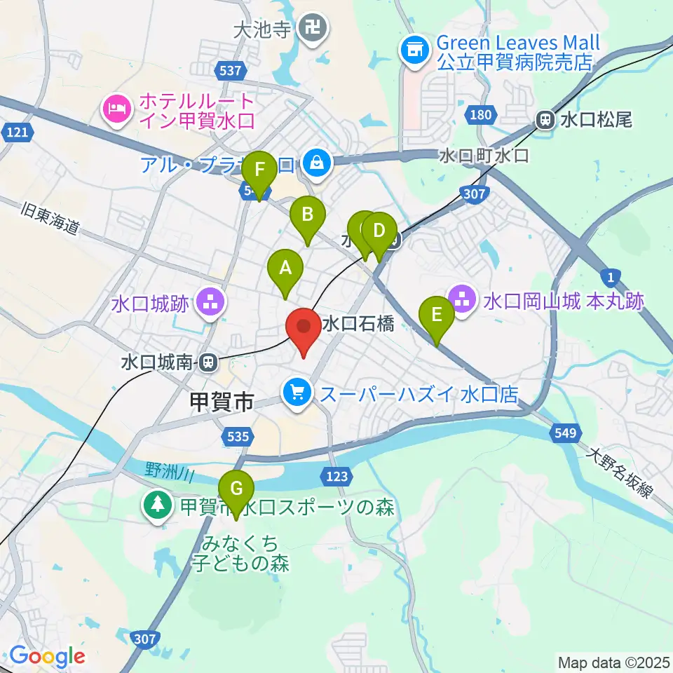 甲賀市水口体育館周辺のホテル一覧地図