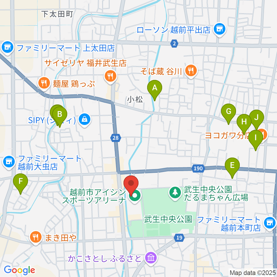 越前市アイシンスポーツアリーナ周辺のホテル一覧地図