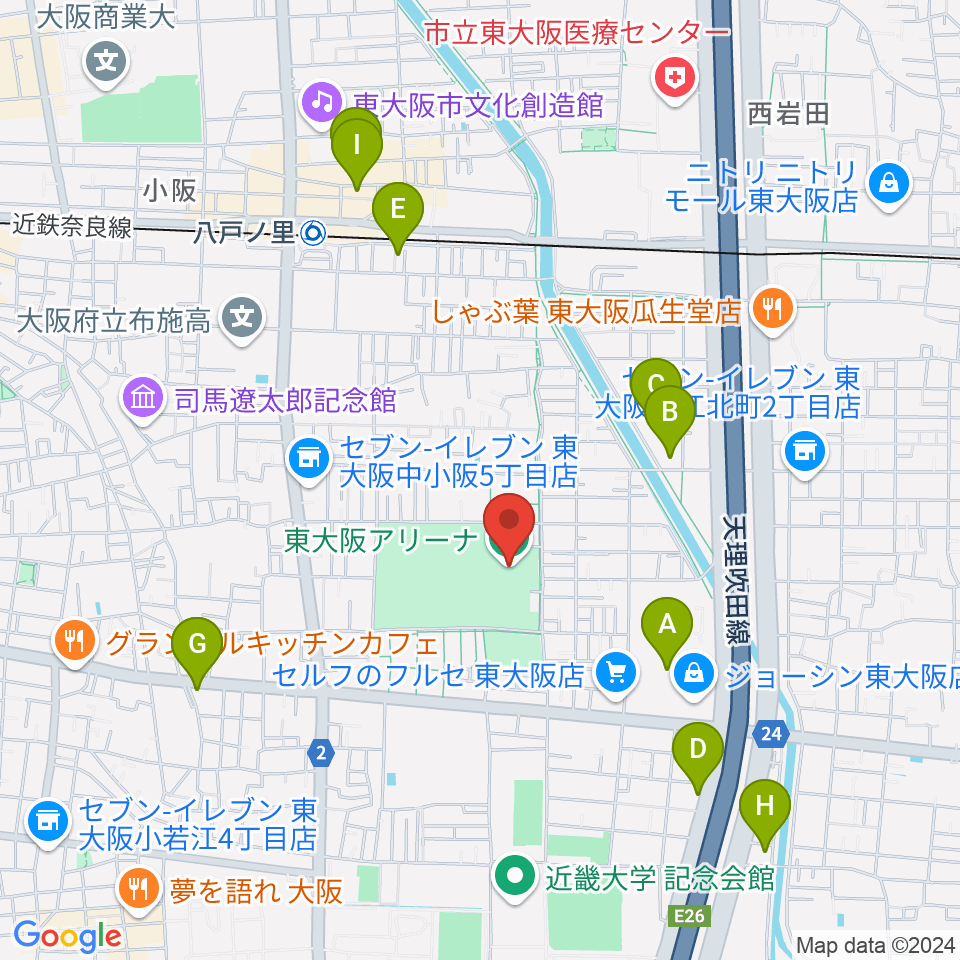 東大阪アリーナ周辺のホテル一覧地図