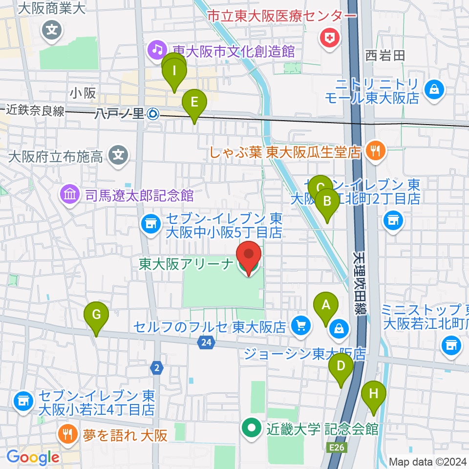 東大阪アリーナ周辺のホテル一覧地図