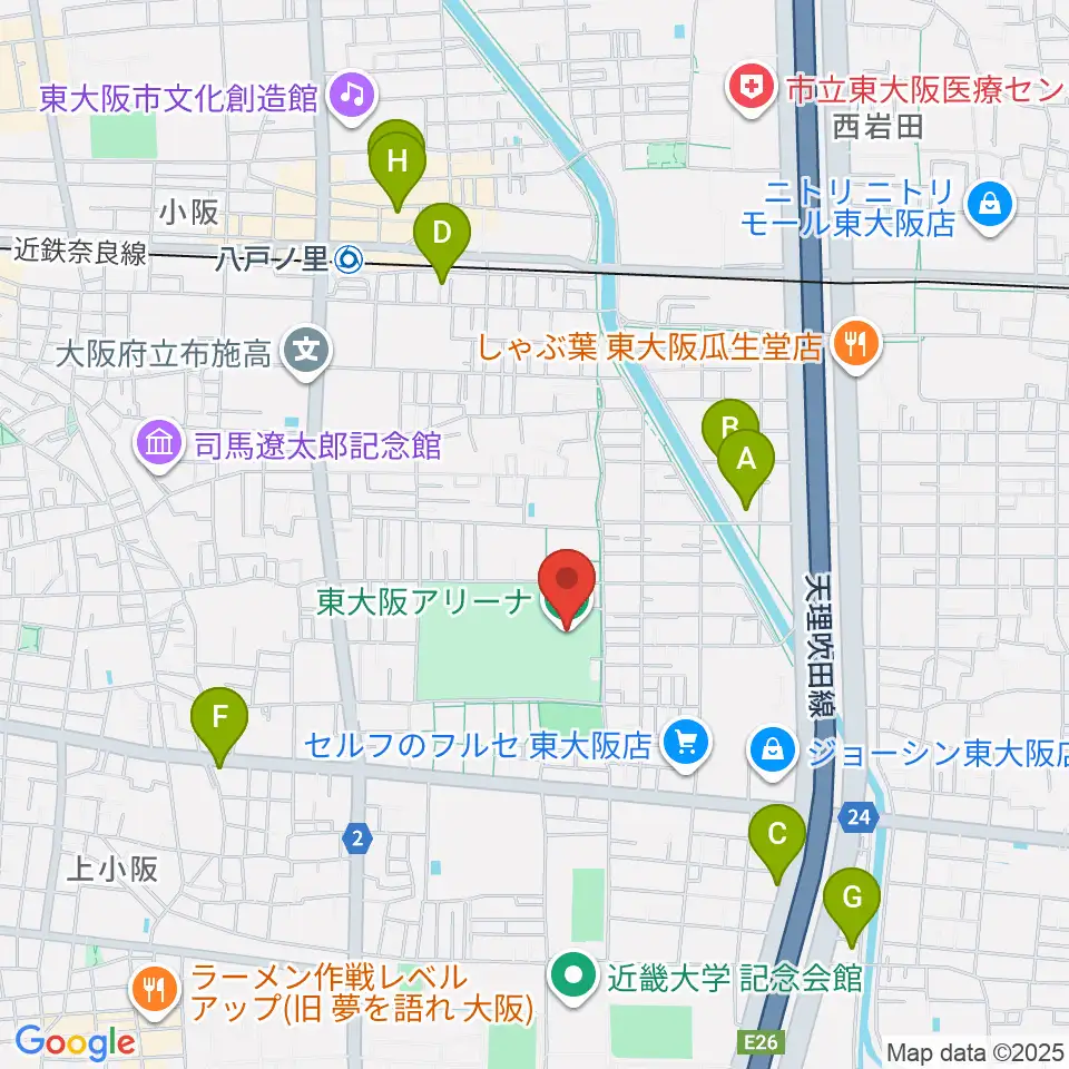 東大阪アリーナ周辺のホテル一覧地図