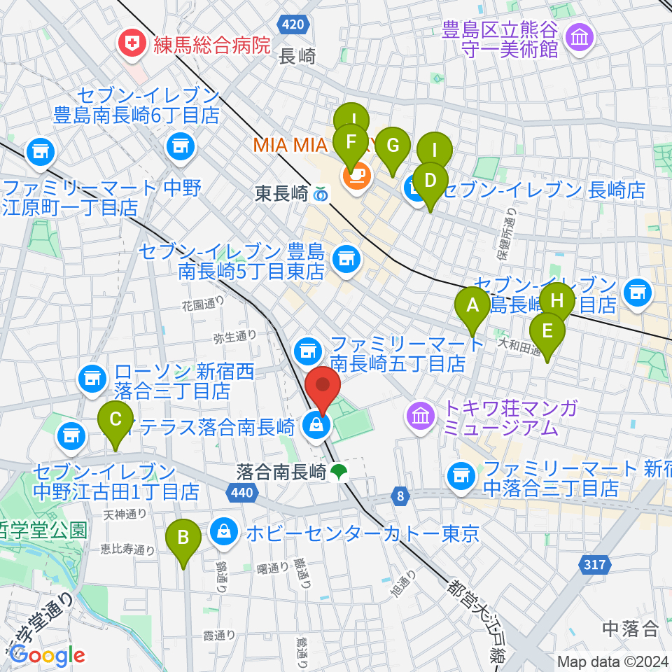 豊島区南長崎スポーツセンター周辺のホテル一覧地図