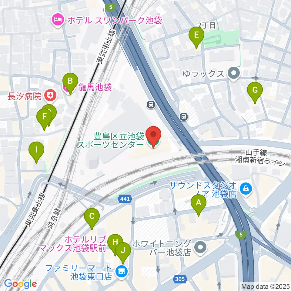 豊島区立池袋スポーツセンター周辺のホテル一覧地図