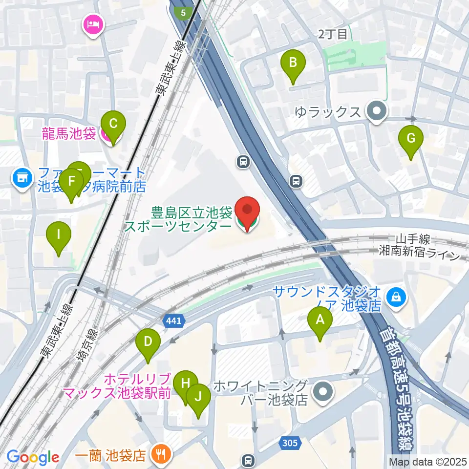 豊島区立池袋スポーツセンター周辺のホテル一覧地図