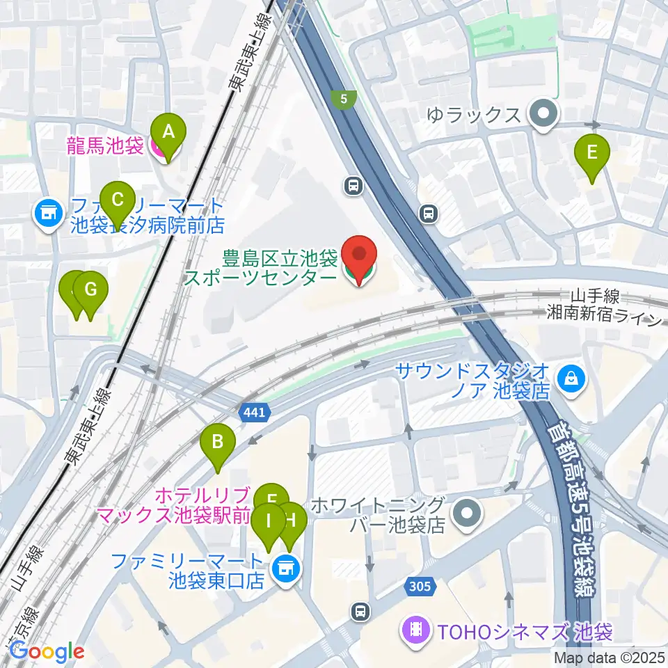 豊島区立池袋スポーツセンター周辺のホテル一覧地図