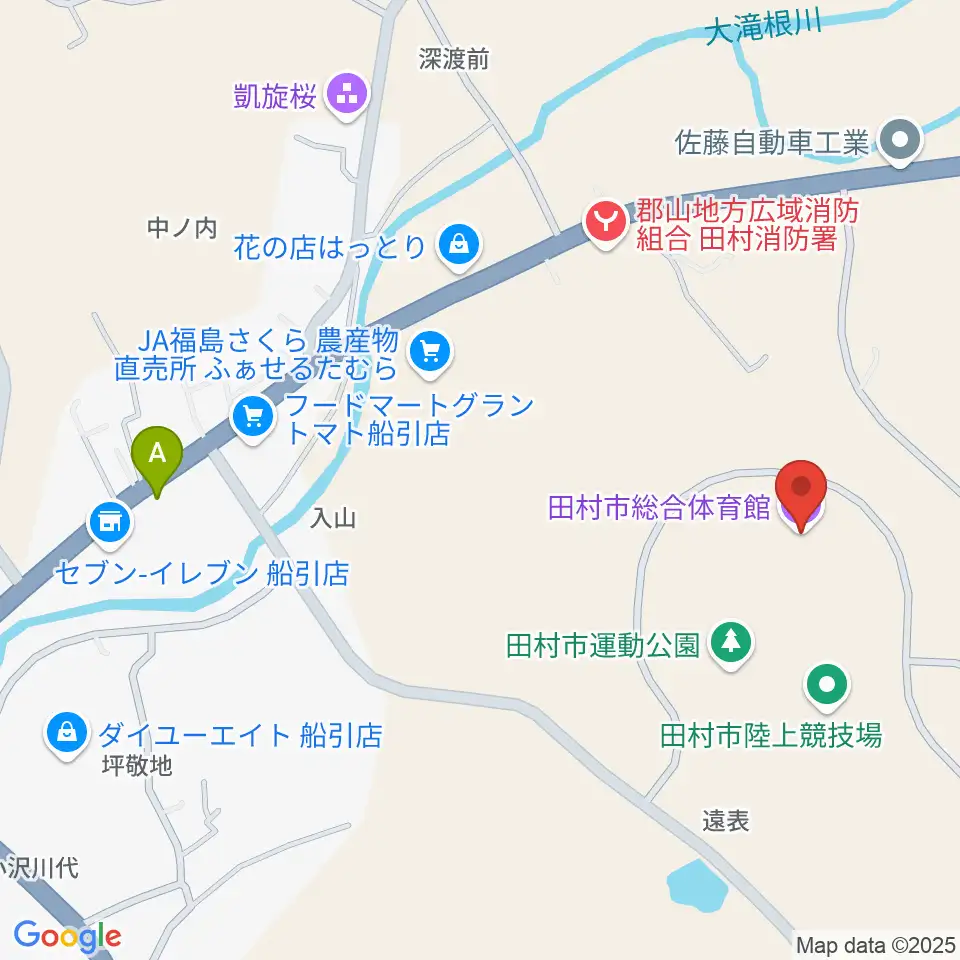 田村市総合体育館周辺のホテル一覧地図