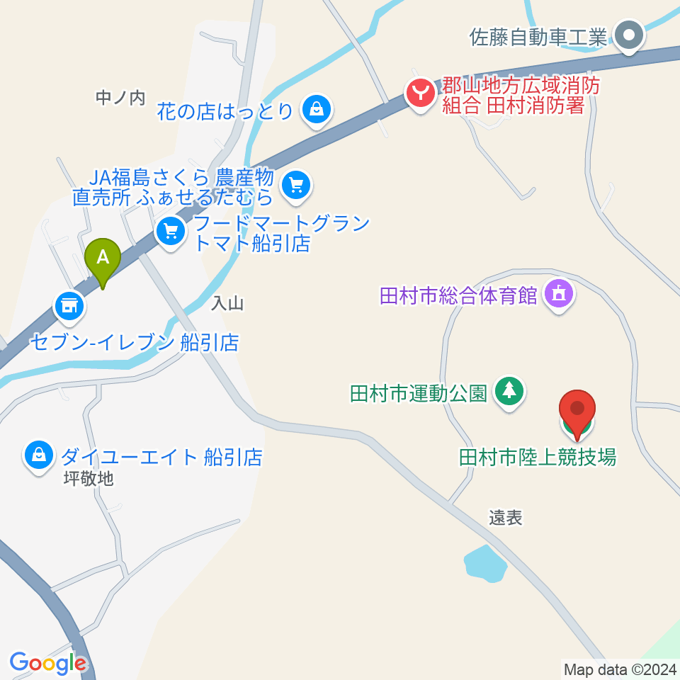 田村市陸上競技場周辺のホテル一覧地図