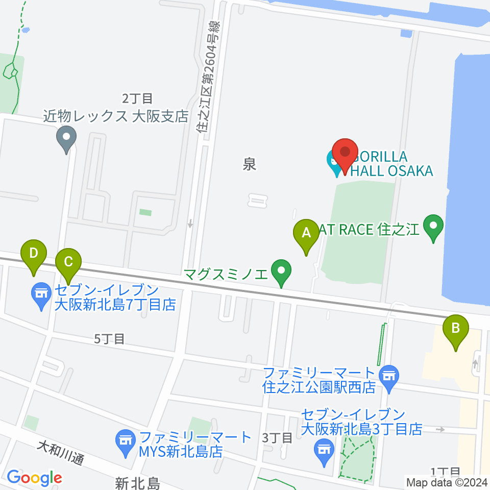 GORILLA HALL OSAKA周辺のホテル一覧地図