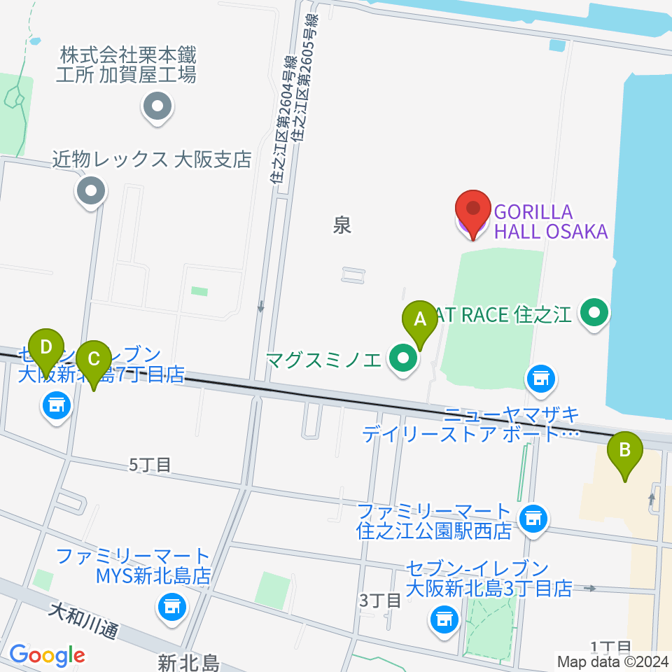 GORILLA HALL OSAKA周辺のホテル一覧地図