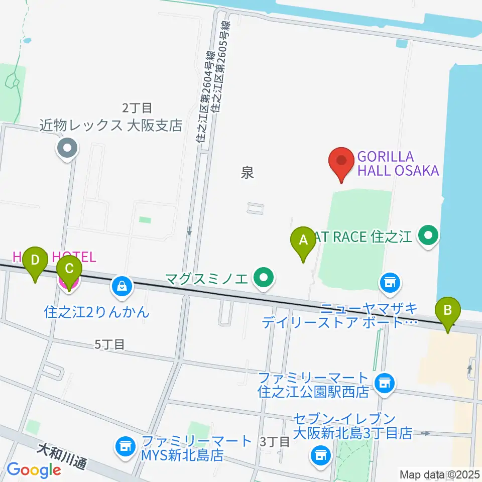 GORILLA HALL OSAKA周辺のホテル一覧地図