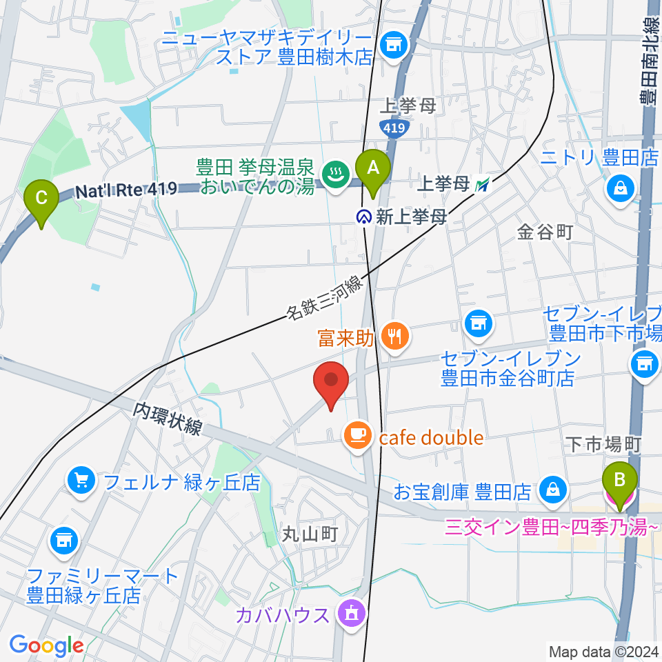 ロッキン豊田店周辺のホテル一覧地図