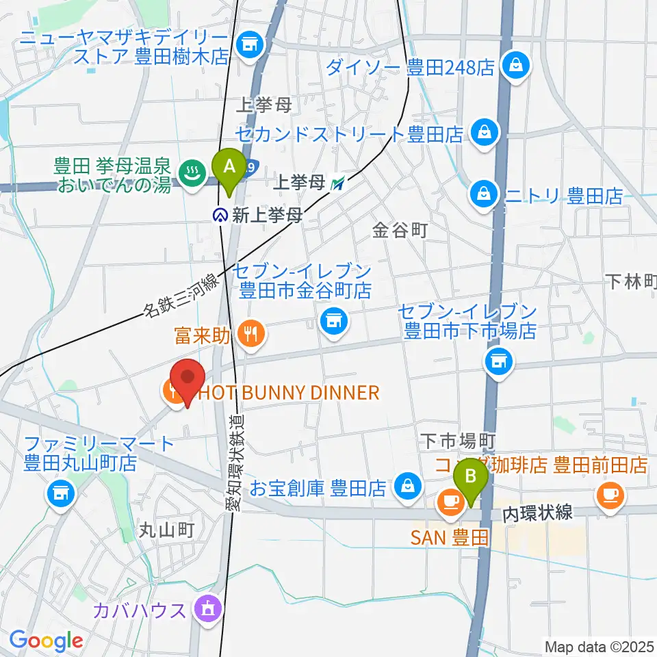 ロッキン豊田店周辺のホテル一覧地図
