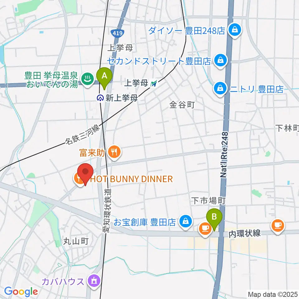 ロッキン豊田店周辺のホテル一覧地図
