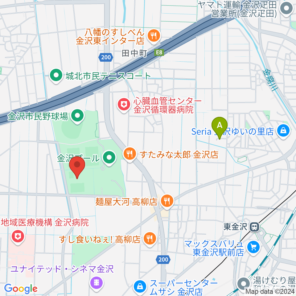 金沢ゴーゴーカレースタジアム周辺のホテル一覧地図