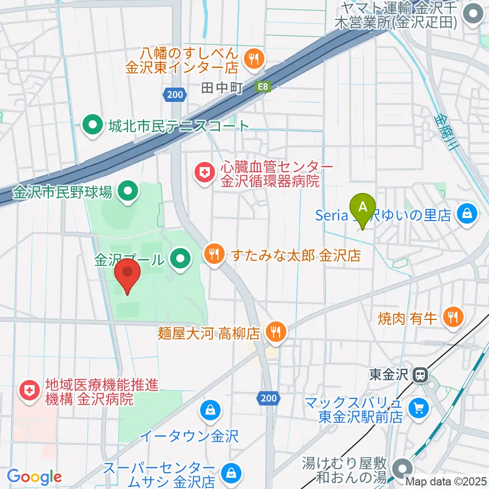 金沢ゴーゴーカレースタジアム周辺のホテル一覧地図
