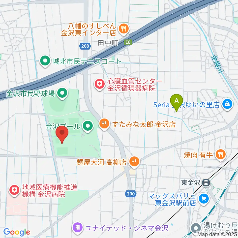 金沢ゴーゴーカレースタジアム周辺のホテル一覧地図