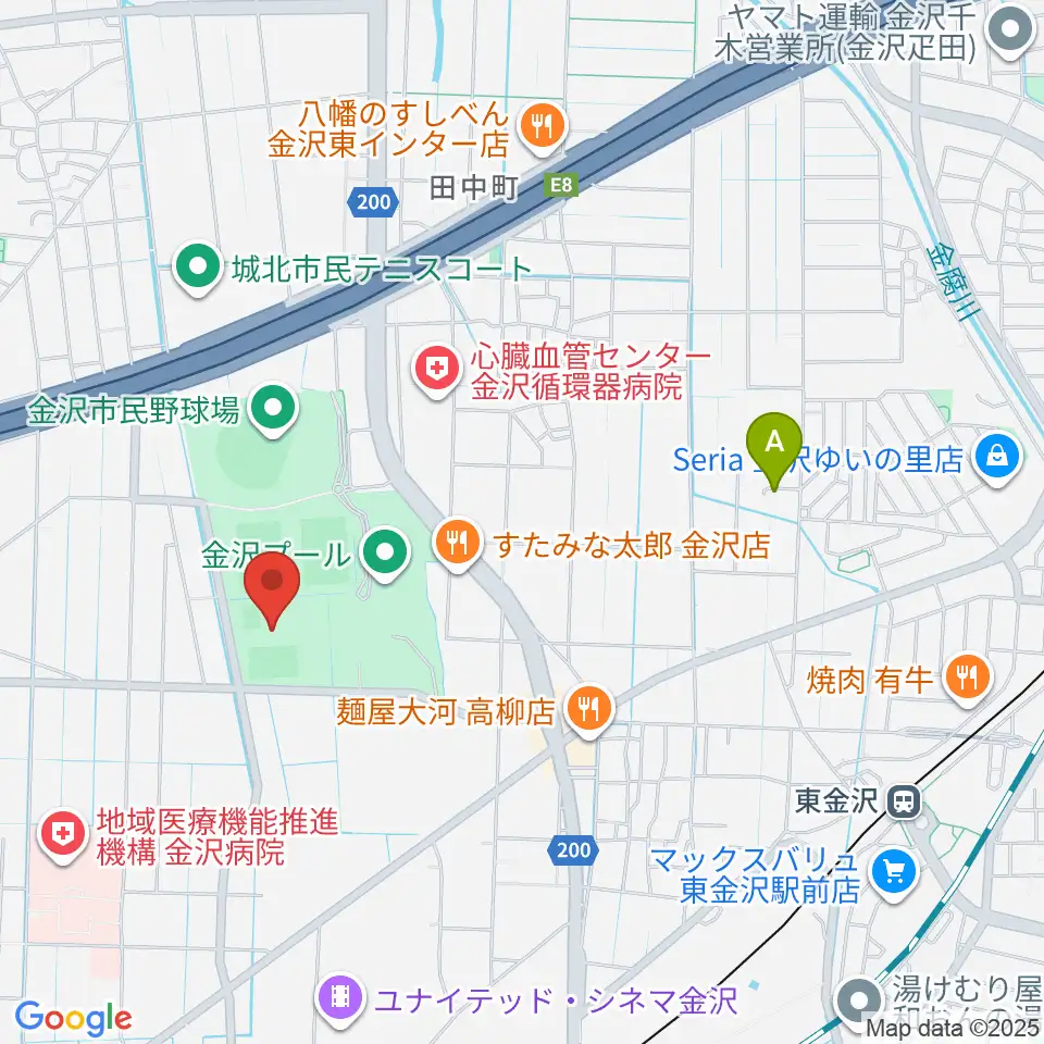 金沢ゴーゴーカレースタジアム周辺のホテル一覧地図