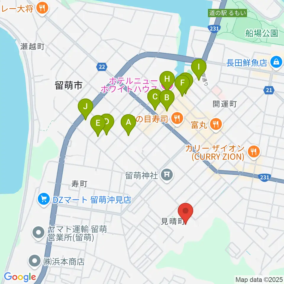 留萌市文化センター周辺のホテル一覧地図