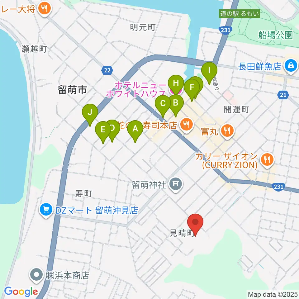 留萌市文化センター周辺のホテル一覧地図