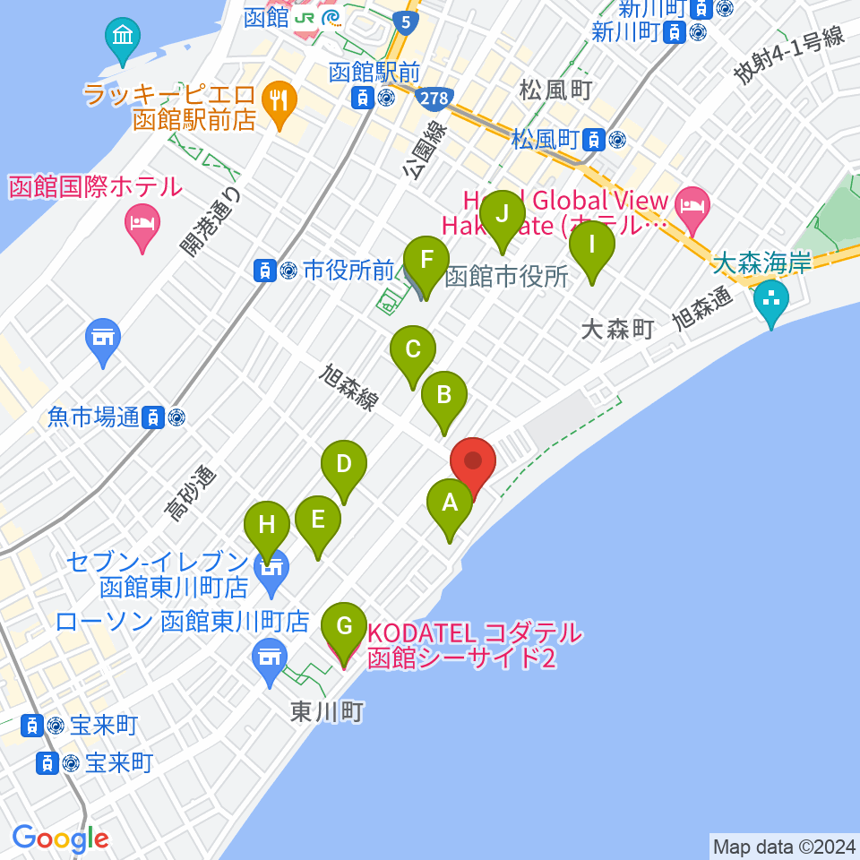 サン・リフレ函館周辺のホテル一覧地図