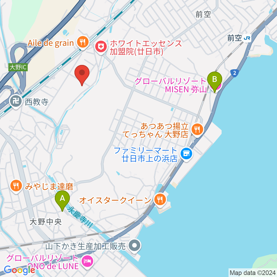 フジタスクエアまるくる大野周辺のホテル一覧地図