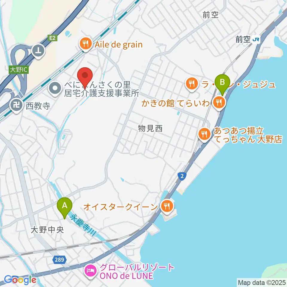 フジタスクエアまるくる大野周辺のホテル一覧地図