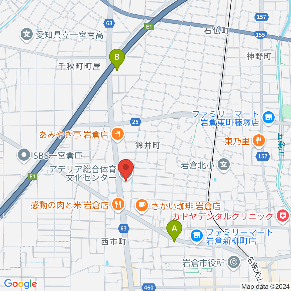 アデリア総合体育文化センター周辺のホテル一覧地図