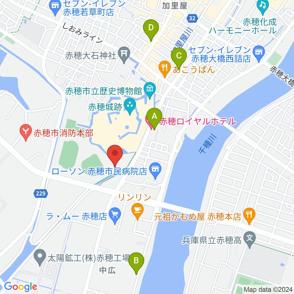 品川リフラ赤穂市民総合体育館周辺のホテル一覧地図